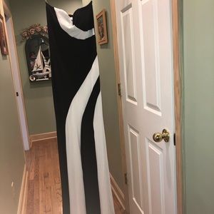 B&W Strapless Maxi Dress/Gown
